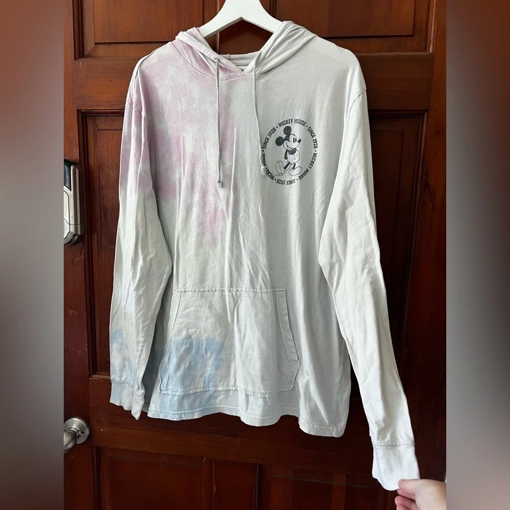 Disney Mickey Mouse Hoodie L Pastel Ombre Long Sleeve, Graphic tee, 100% Cotton